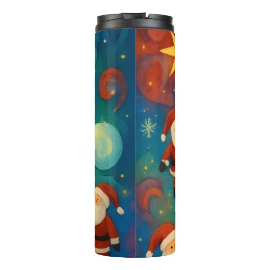 Cute Santa Claus Christmas Tree Illustration Thermosbecher (Rückseite)