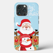 Cute Santa Claus, deer and snowman Case-Mate iPhone Hülle (Rückseite)