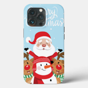Cute Santa Claus, deer and snowman Case-Mate iPhone Hülle