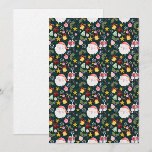 Cute Santa Claus Holiday Seamless Pattern Einladung (Vorne/Hinten)