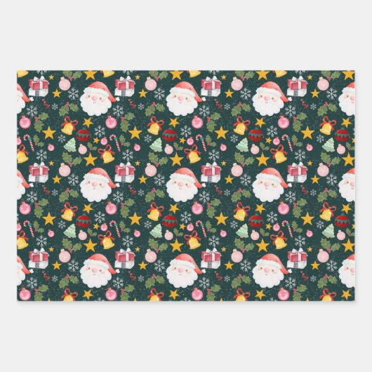 Cute Santa Claus Holiday Seamless Pattern Geschenkpapier Set (Vorderseite 2)