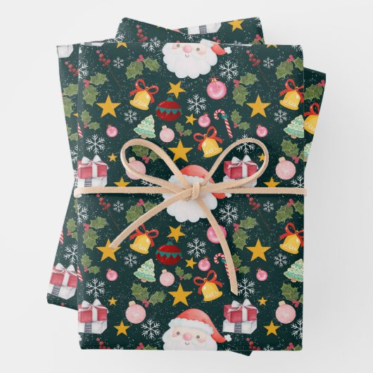 Cute Santa Claus Holiday Seamless Pattern Geschenkpapier Set (Beispiel)