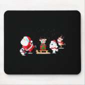 Cute Santa Claus Ice Skating With Friends - Family Mousepad (Vorne)