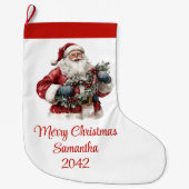 Cute Santa Claus Kids Festive Merry Christmas  Großer Weihnachtsstrumpf (Vorderseite)