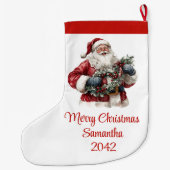 Cute Santa Claus Kids Festive Merry Christmas  Großer Weihnachtsstrumpf (Rückseite)