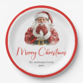 Cute Santa Claus Kids Festive Merry Christmas Pappteller (Vorderseite)