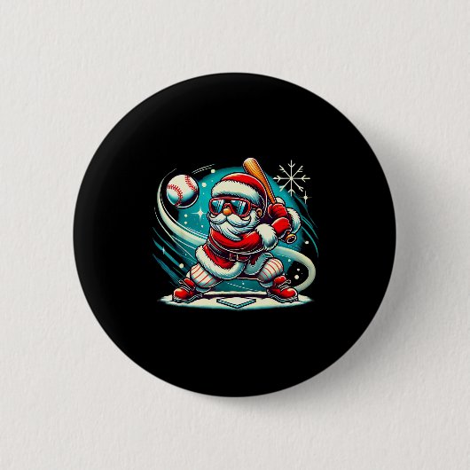Cute Santa Claus Playing Baseball Boys Kids Teens Button (Vorderseite)