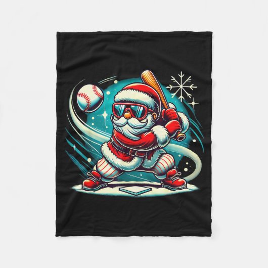 Cute Santa Claus Playing Baseball Boys Kids Teens Fleecedecke (Vorderseite)