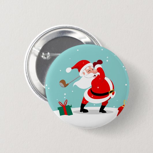 Cute Santa Claus plays Golf Button (Vorne & Hinten)