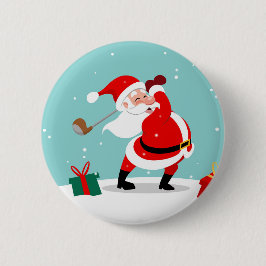 Cute Santa Claus plays Golf Button