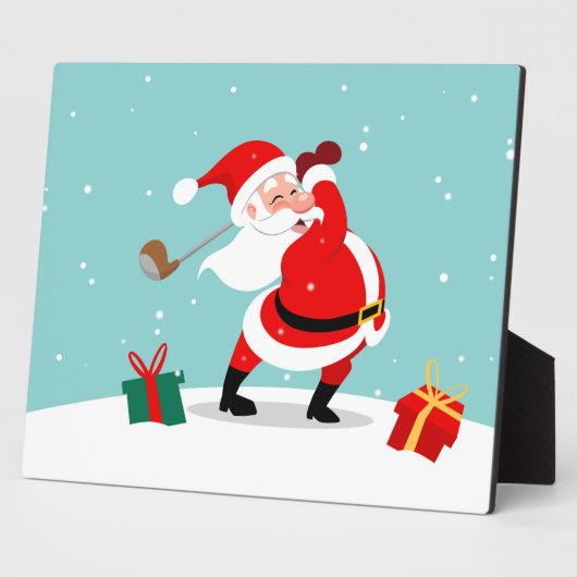 Cute Santa Claus plays Golf Fotoplatte (Seite)