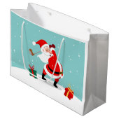 Cute Santa Claus plays golf illustration Große Geschenktüte (Vorderseite Schrägansicht)