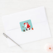 Cute Santa Claus plays golf illustration Quadratischer Aufkleber (Umschlag)