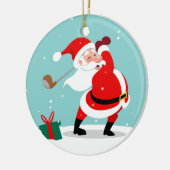 Cute Santa Claus plays Golf Keramik Ornament (Links)