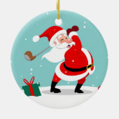 Cute Santa Claus plays Golf Keramik Ornament (Hinten)