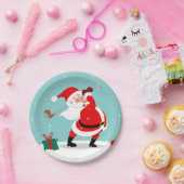 Cute Santa Claus plays Golf Pappteller (Party)