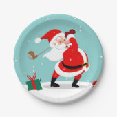 Cute Santa Claus plays Golf Pappteller (Vorderseite)