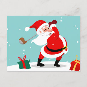 Cute Santa Claus plays Golf Postkarte