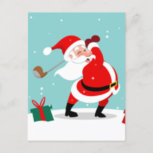 Cute Santa Claus plays Golf Postkarte