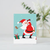 Cute Santa Claus plays Golf Postkarte (Stehend Vorderseite)