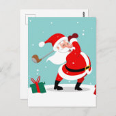 Cute Santa Claus plays Golf Postkarte (Vorne/Hinten)