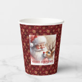 Cute Santa Claus Rudolph Cartoon Style Christmas   Pappbecher (Rückseite)