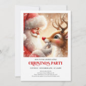 Cute Santa Claus Rudolph Christmas Holiday Party Einladung (Vorderseite)