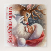 Cute Santa Claus Rudolph Christmas Holiday   Puzzle (Horizontal)