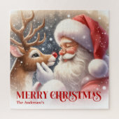 Cute Santa Claus Rudolph Christmas Holiday   Puzzle (Vertikal)