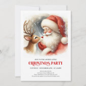 Cute Santa Claus Rudolph Holiday Cheer Family Einladung (Vorderseite)