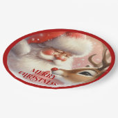 Cute Santa Claus Rudolph Holiday Paper Plates Pappteller (Schrägansicht)