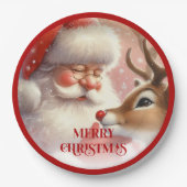 Cute Santa Claus Rudolph Holiday Paper Plates Pappteller (Vorderseite)