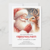Cute Santa Claus Rudolph Holiday Spirit Cozy Party Einladung (Vorderseite)