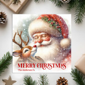 Cute Santa Claus Rudolph Personalized Holiday Kids Puzzle