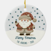 Cute Santa Clause Snowflakes Drawing Christmas Keramik Ornament (Hinten)