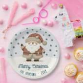 Cute Santa Clause Snowflakes Drawing Christmas Pappteller (Party)