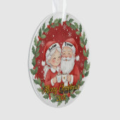 Cute Santa Couple Holiday Keepsake with Custom Nam Ornament (Vorderseite)