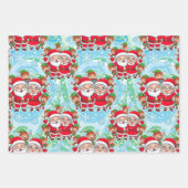 Cute Santa & Elves Christmas Pattern Geschenkpapier Set (Vorderseite 2)