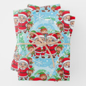 Cute Santa & Elves Christmas Pattern Geschenkpapier Set (Beispiel)