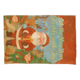 Cute Santa & Elves New Year Holiday Card Kissenbezug