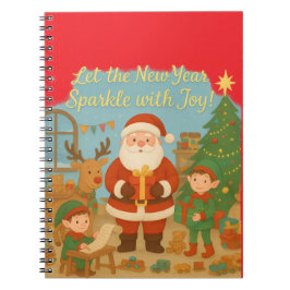 Cute Santa & Elves New Year Holiday Card Notizblock