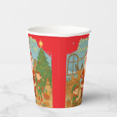 Cute Santa & Elves New Year Holiday Card Pappbecher (Rechts)