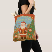 Cute Santa & Elves New Year Holiday Card Tasche (Von Nahem)