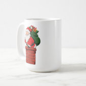 Cute Santa Entering Chimney with Gift Bag Kaffeetasse (Vorderseite Links)