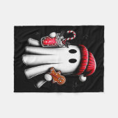 Cute Santa Ghost Drinking Coffee Ice Coffee Christ Fleecedecke (Vorderseite (Horizontal))