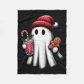 Cute Santa Ghost Drinking Coffee Ice Coffee Christ Fleecedecke (Vorderseite)