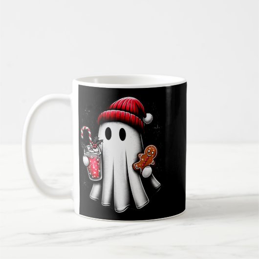 Cute Santa Ghost Drinking Coffee Ice Coffee Christ Kaffeetasse (Links)