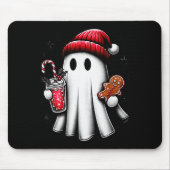 Cute Santa Ghost Drinking Coffee Ice Coffee Christ Mousepad (Vorne)