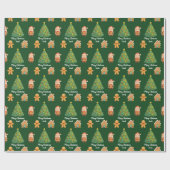 Cute Santa Gingerbread Christmas Pattern Geschenkpapier (Flach)