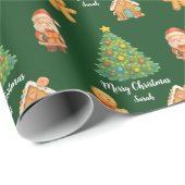 Cute Santa Gingerbread Christmas Pattern Geschenkpapier (Rolleneckpunkt)